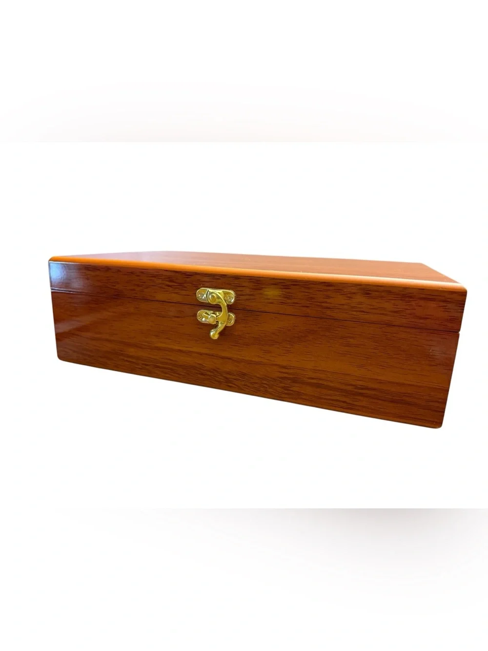 Wood Keepsake Box Red Velvet Lined Jewelry Box Memory Storage Chest 11”